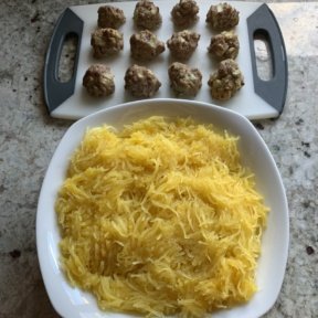Making gluten-free Turkey Meatballs with Spaghetti Squash