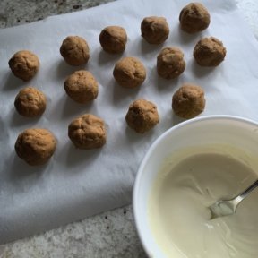 Making gluten-free Pumpkin Truffles