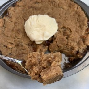 Gluten-free Apple Crumble with vanilla ice cream