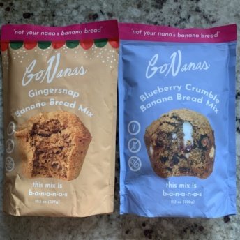 Gluten-free gingersnap and blueberry crumble banana bread mixes by GoNanas