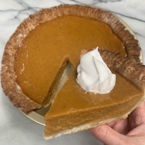 Gluten-free Sweet Potato Pie with whipped cream