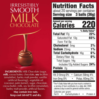 Lindt nutritional label which doesn't say contains gluten