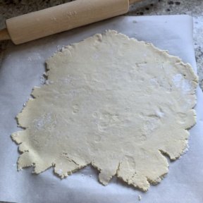 Rolling out dough for Sweet Potato Pie