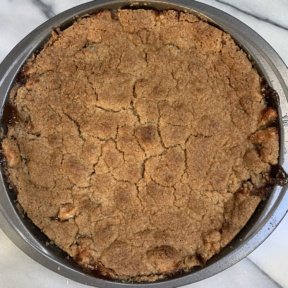 Gluten-free Apple Crumble out of the oven