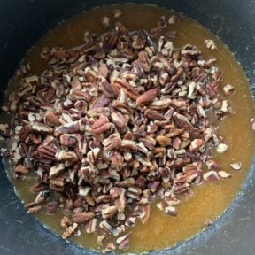 Making filling for Pecan Pie Bars