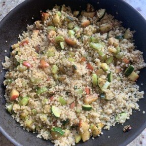 Making gluten-free Quinoa Stuffed Acorn Squash