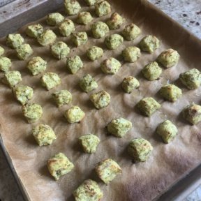 A tray of gluten free Broccoli Tots!