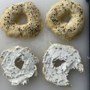 Gluten Free Bagels with dairy free chive cream cheese