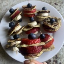 Gluten-free dairy-free Pancake Fruit Skewers