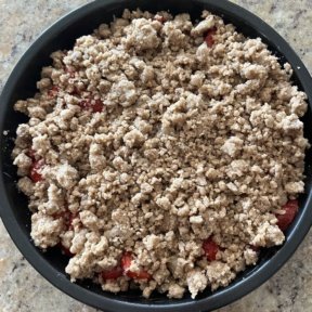 Gluten-free Strawberry Crumble is ready for the oven