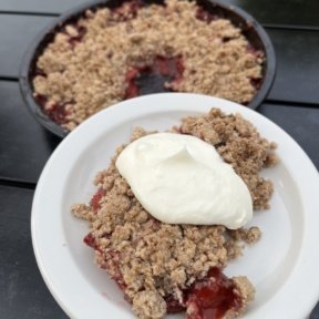 Gluten-free Strawberry Crumble with whipped cream