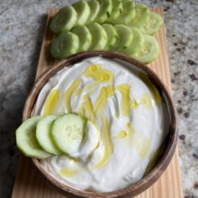 Gluten-free Whipped Ricotta Dip with cucumber slices