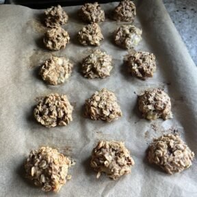 Gluten-free Healthy Peanut Butter Oat Cookies out of the oven