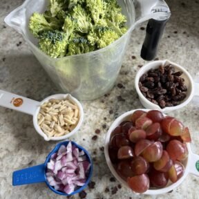 Making a healthy Broccoli Grape Salad