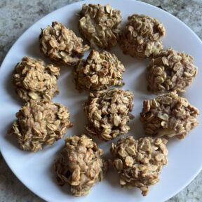 Plate of gluten-free Healthy Peanut Butter Oat Cookies