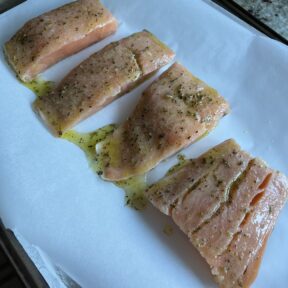 Lime Garlic Salmon ready for the oven
