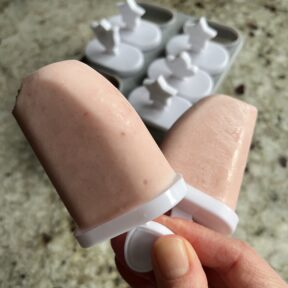 Gluten-free Healthy Yogurt Popsicles with strawberries and Greek yogurt