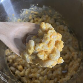 Making gluten-free Hidden Carrot Mac & Cheese in a pot