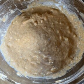 Making batter for Carrot Banana Cake