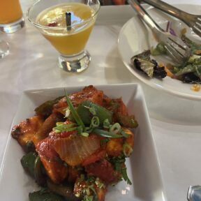 Gluten-free panir chili at Himalaya Sono