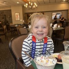 Chloe loving Woodloch Resort!