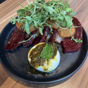 Gluten-free beets and burrata from Casa Louie in New York City