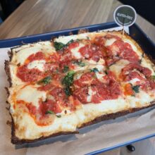 Gluten-free spicy broccoli rabe pizza from Casa Louie